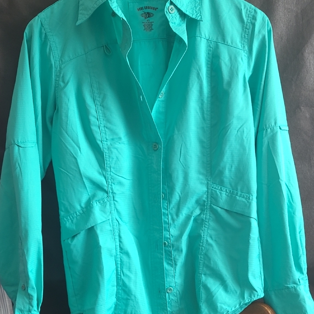 Reel Legends Aqua Button-Up Shirt